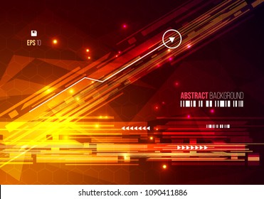 Vector abstract colorful background with hexagon and rectangle in orange color