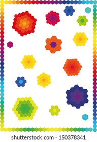 Vector abstract colorful background with hexagonal flowers