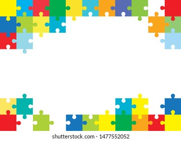 Vector Abstract colorful background made from orange puzzle pieces and place for your content. 