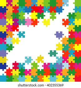 Vector Abstract colorful background made from white puzzle pieces and place for your content