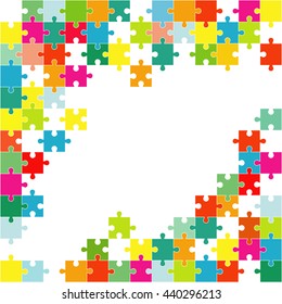 Vector Abstract colorful background made from white puzzle pieces and place for your content.