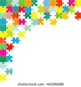 Vector Abstract colorful background made from white puzzle pieces and place for your content.