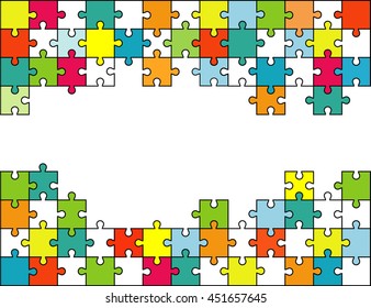 Vector Abstract colorful background made from white puzzle pieces and place for your content