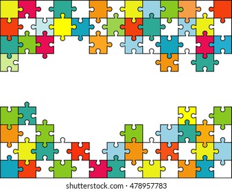 Vector Abstract colorful background made from white puzzle pieces and place for your content