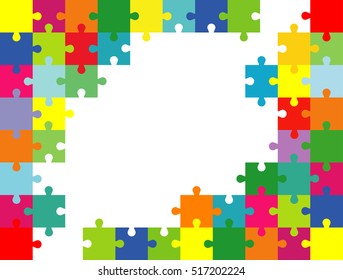 Vector Abstract colorful background made from white puzzle pieces and place for your content.