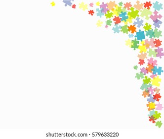 Vector Abstract colorful background made from white puzzle pieces and place for your content.