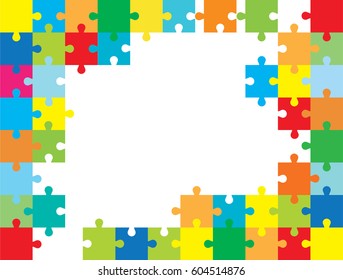 Vector Abstract colorful background made from white puzzle pieces and place for your content.