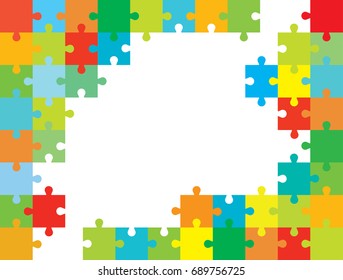 Vector Abstract colorful background made from white puzzle pieces and place for your content.