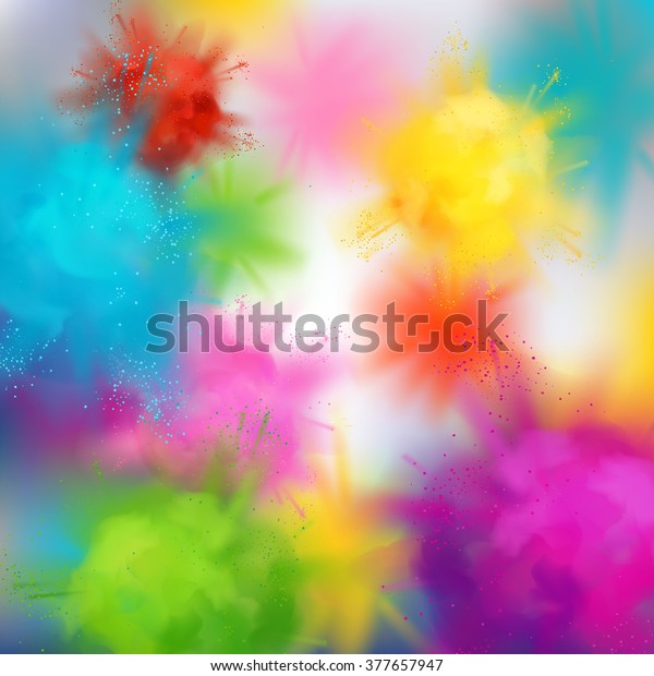春の色の祭りの背景にベクター抽象的なカラフル背景 ホリペイントパウダーのリアルな雲を描いた多彩色のコンセプトイラスト のベクター画像素材 ロイヤリティ フリー