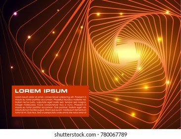 Vector abstract colorful background with orange spiral to square