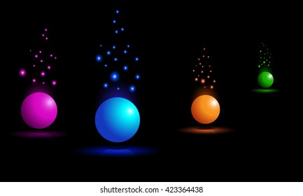 vector abstract colorful balls on a dark background