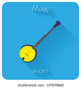 Vector Abstract Colorful Banjo Isolated On Color Background