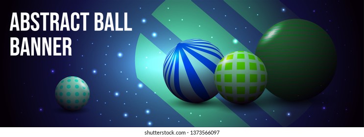 Vector abstract colorful banner with ball, sphere in blue color