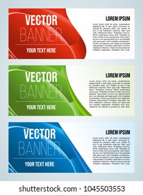 Vector abstract colorful banner, set of 3 version