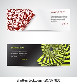 Vector abstract  colorful banners with geometric  illusions. Vector banner. Design banner. Template of design.