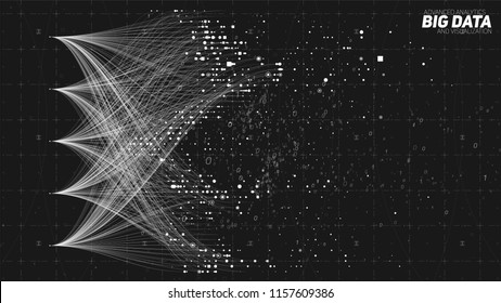 Vector abstract colorful big data information sorting visualization. Social network, financial analysis of complex databases. Visual information complexity clarification. Intricate data graphic.