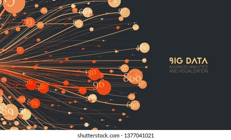 Vector abstract colorful big data information sorting visualization. Social network, financial analysis of complex databases. Visual information complexity clarification. Intricate data graphic.