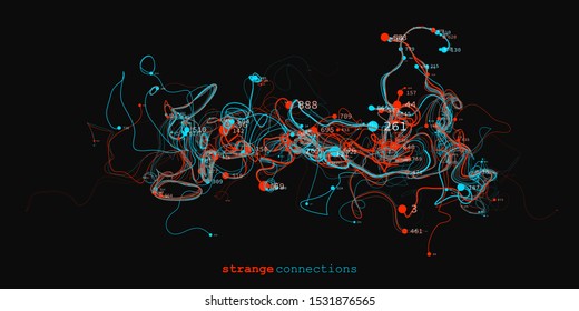 Vector abstract colorful big data information sorting visualization. Social network, financial analysis of complex databases. Visual information complexity clarification. Intricate data graphic