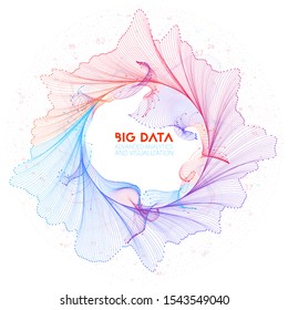 Vector abstract colorful big data information sorting visualization. Social network, financial analysis of complex databases. Visual information complexity clarification. Intricate data graphic