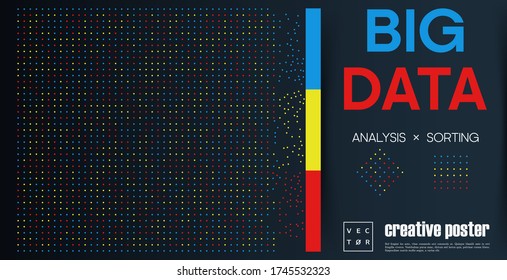 Vector abstract colorful big data machine learning algoritm visualization.  Analysis and sorting of data.