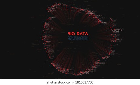 Vector abstract colorful big data cloud. Information visualization. Social network, financial analysis of complex databases. Visual information complexity clarification. Strange intricate data cloud