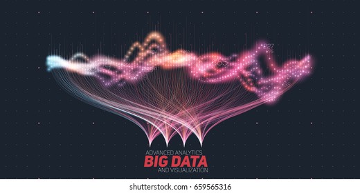 Vector abstract colorful  big data information sorting visualization. Social network, financial analysis of complex databases. Visual information complexity clarification. Intricate data graphic 