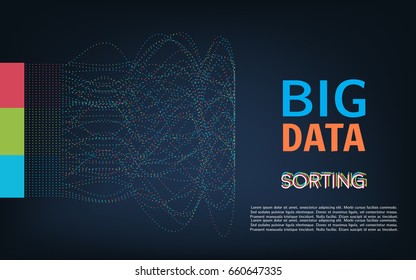Vector abstract colorful big data information sorting visualization. Visual information complexity clarification.