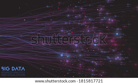 Vector abstract colorful big data cloud. Information visualization. Social network, financial analysis of complex databases. Visual information complexity clarification. Strange intricate data cloud