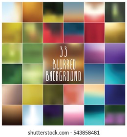  Vector abstract colorful blurred  backgrounds.  Thirty three elements for your design.  Colorful backgrounds.