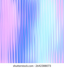 Vector Abstract Colorful Blurred Holographic Gradient background. Vertical Ribbed glass texture. Pastel bg.