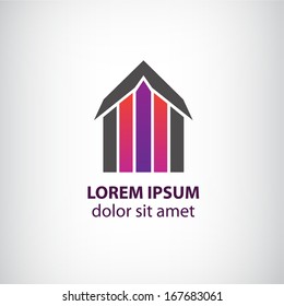 vector abstract colorful building logo, house with roof isolated