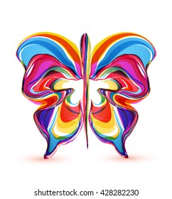 Vector abstract colorful butterflies on a white background
