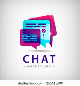 Vector abstract colorful chat logo, cloud icon, talk, messages, social net