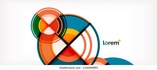 Fondo de círculos coloridos abstractos vectoriales. Plantilla de diseño de moda para presentación de negocios o tecnología o portada de folletos web, fondo de pantalla. Ilustración del vector
