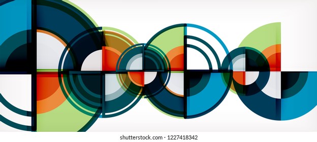 Fondo de círculos coloridos abstractos vectoriales. Plantilla de diseño de moda para presentación de negocios o tecnología o portada de folletos web, fondo de pantalla. Ilustración del vector