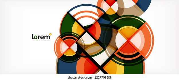 Fondo de círculos coloridos abstractos vectoriales. Plantilla de diseño de moda para presentación de negocios o tecnología o portada de folletos web, fondo de pantalla. Ilustración del vector