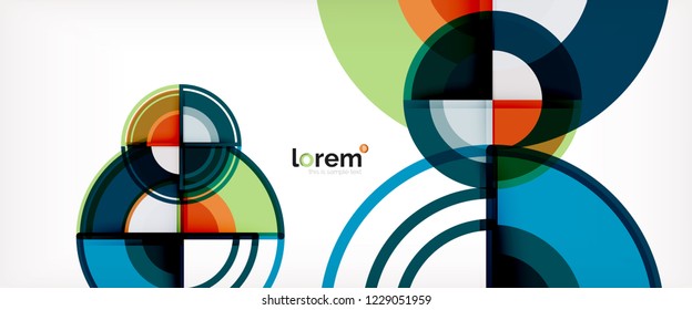 Fondo de círculos coloridos abstractos vectoriales. Plantilla de diseño de moda para presentación de negocios o tecnología o portada de folletos web, fondo de pantalla. Ilustración del vector