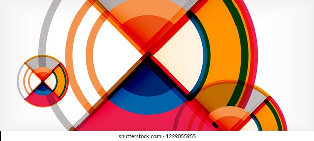 Fondo de círculos coloridos abstractos vectoriales. Plantilla de diseño de moda para presentación de negocios o tecnología o portada de folletos web, fondo de pantalla. Ilustración del vector
