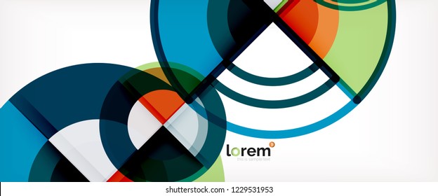 Fondo de círculos coloridos abstractos vectoriales. Plantilla de diseño de moda para presentación de negocios o tecnología o portada de folletos web, fondo de pantalla. Ilustración del vector