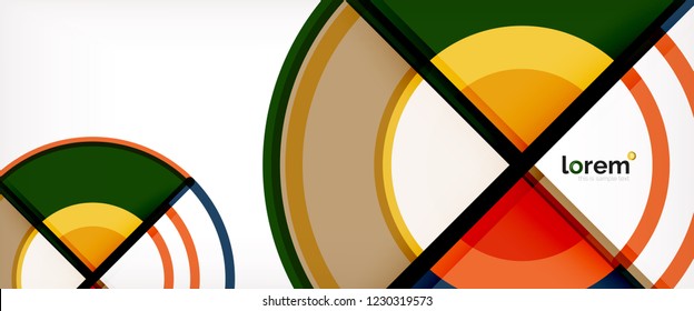 Fondo de círculos coloridos abstractos vectoriales. Plantilla de diseño de moda para presentación de negocios o tecnología o portada de folletos web, fondo de pantalla. Ilustración del vector