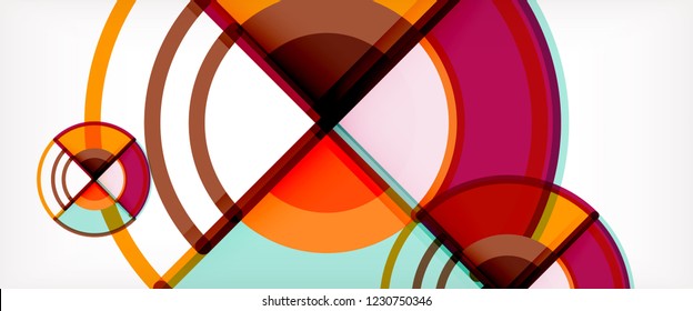 Fondo de círculos coloridos abstractos vectoriales. Plantilla de diseño de moda para presentación de negocios o tecnología o portada de folletos web, fondo de pantalla. Ilustración del vector