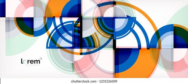 Fondo de círculos coloridos abstractos vectoriales. Plantilla de diseño de moda para presentación de negocios o tecnología o portada de folletos web, fondo de pantalla. Ilustración del vector