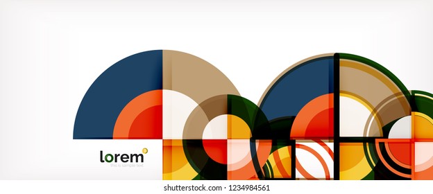Fondo de círculos coloridos abstractos vectoriales. Plantilla de diseño de moda para presentación de negocios o tecnología o portada de folletos web, fondo de pantalla. Ilustración del vector