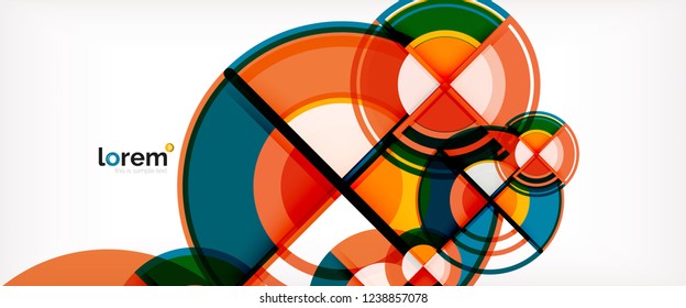 Fondo de círculos coloridos abstractos vectoriales. Plantilla de diseño de moda para presentación de negocios o tecnología o portada de folletos web, fondo de pantalla. Ilustración del vector