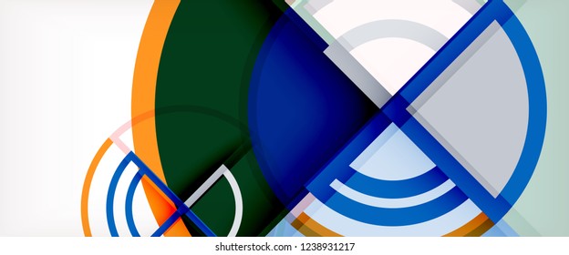 Fondo de círculos coloridos abstractos vectoriales. Plantilla de diseño de moda para presentación de negocios o tecnología o portada de folletos web, fondo de pantalla. Ilustración del vector