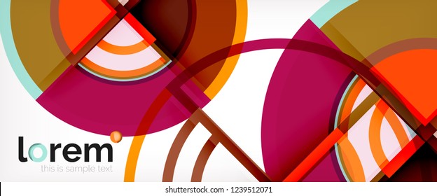 Fondo de círculos coloridos abstractos vectoriales. Plantilla de diseño de moda para presentación de negocios o tecnología o portada de folletos web, fondo de pantalla. Ilustración del vector