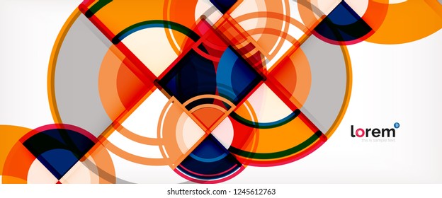 Fondo de círculos coloridos abstractos vectoriales. Plantilla de diseño de moda para presentación de negocios o tecnología o portada de folletos web, fondo de pantalla. Ilustración del vector