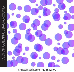 Vector abstract colorful circles template design for background.  Glowing bubbles circle with violet gradient on white background,