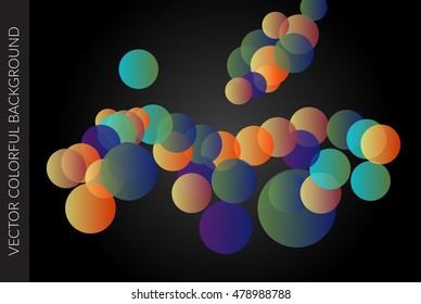 Vector abstract colorful circles template design for background.  Glowing bubbles circle with gradient on dark background,