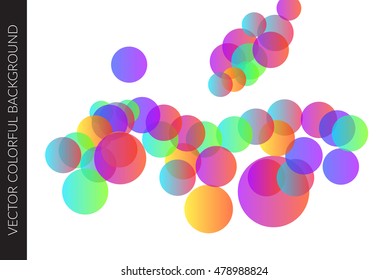 Vector abstract colorful circles template design for background.  Glowing bubbles circle with gradient on white background,